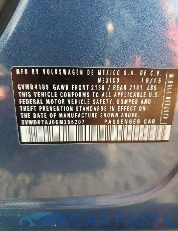 3VWD67AJ0GM256207# 12