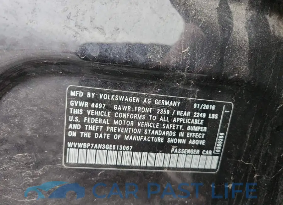 WVWBP7AN3GE513067# 12