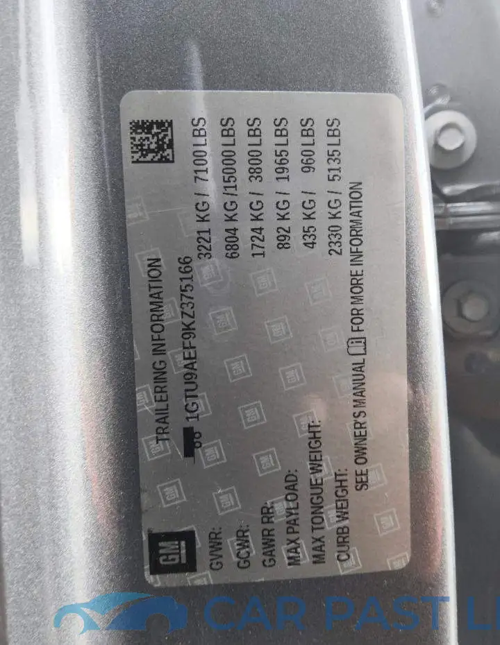 1GTU9AEF9KZ375166# 12