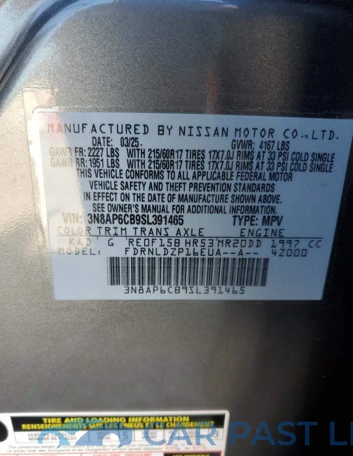 3N8AP6CB9SL391465# 12