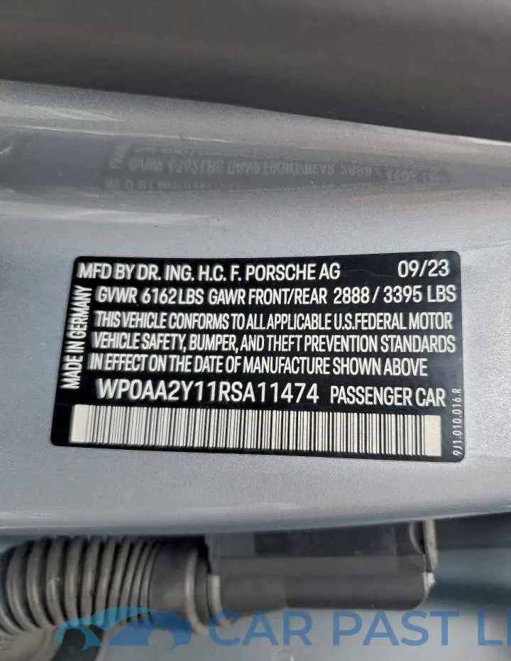 WP0AA2Y11RSA11474# 12
