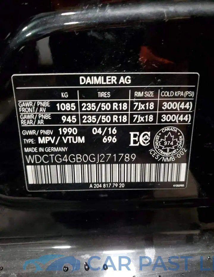 WDCTG4GB0GJ271789# 13