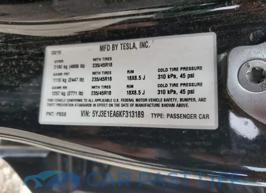 5YJ3E1EA6KF313189# 12