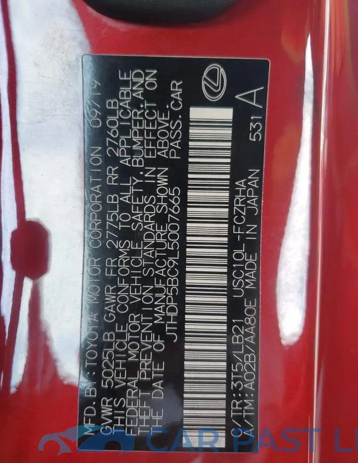 JTHDP5BC9L5007665# 12