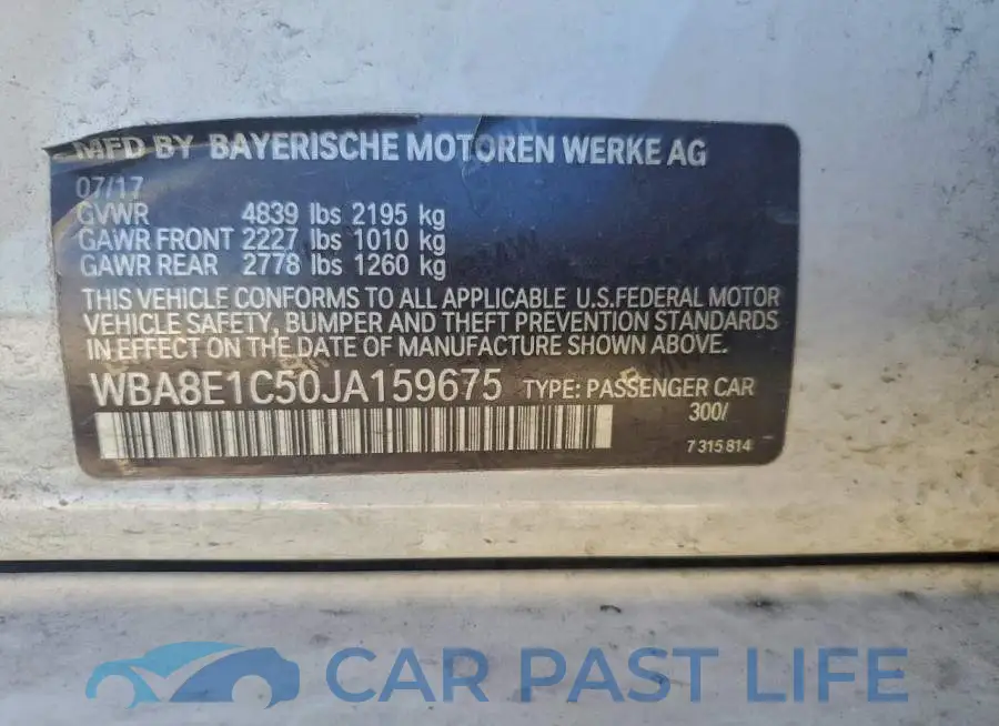 WBA8E1C50JA159675# 12