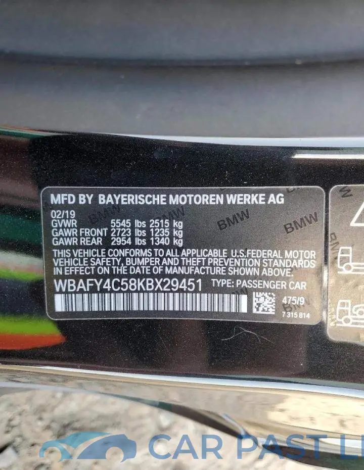 WBAFY4C58KBX29451# 12