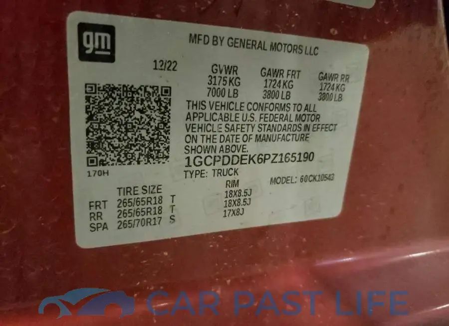 1GCPDDEK6PZ165190# 12