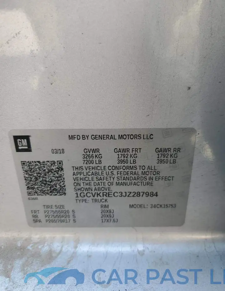 1GCVKREC3JZ287984# 13