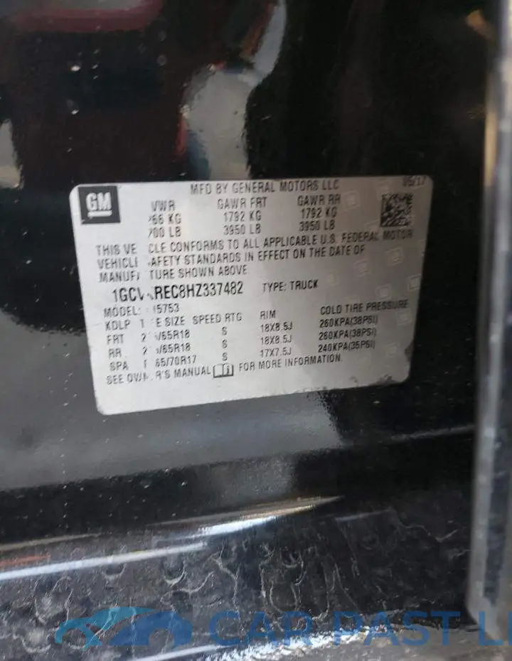 1GCVKREC8HZ337482# 12