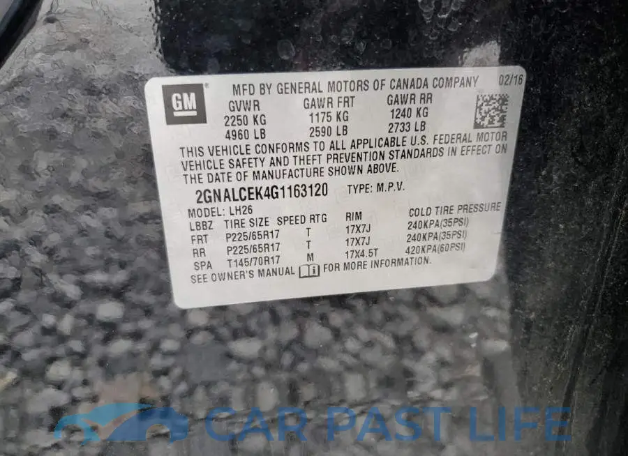 2GNALCEK4G1163120# 13