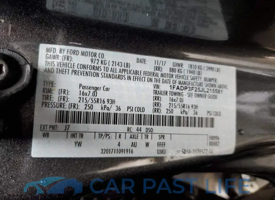 1FADP3F25JL215581# 13