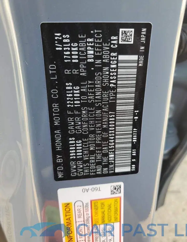 JHMFL5G44SX000857# 12