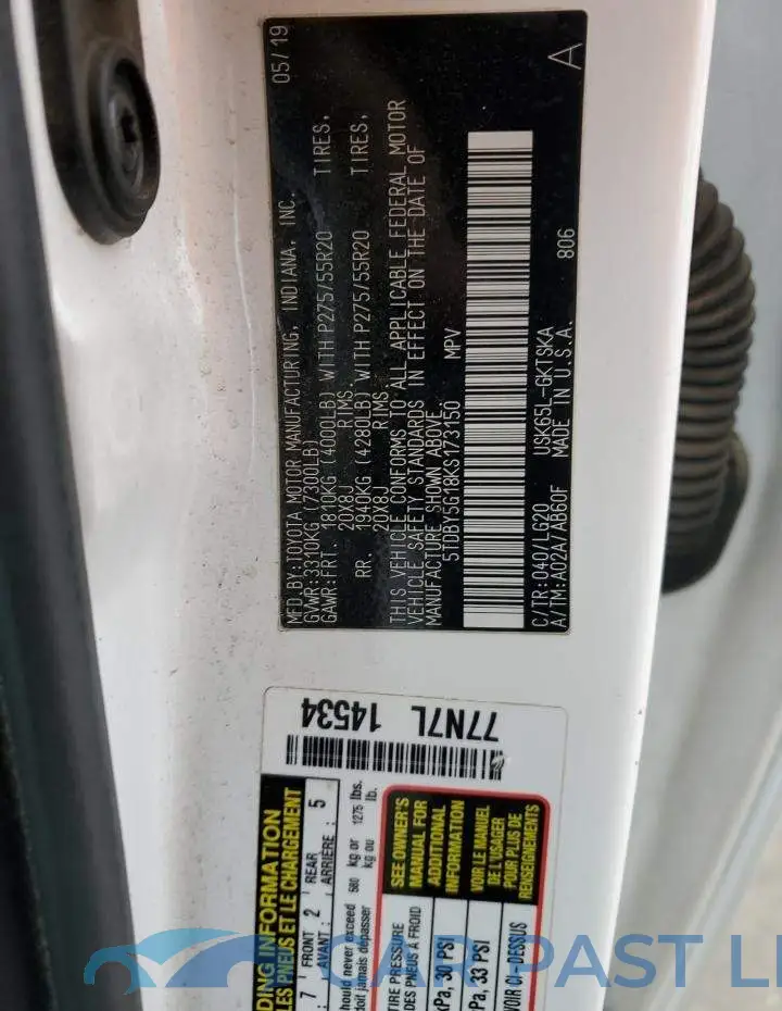 5TDBY5G18KS173150# 13