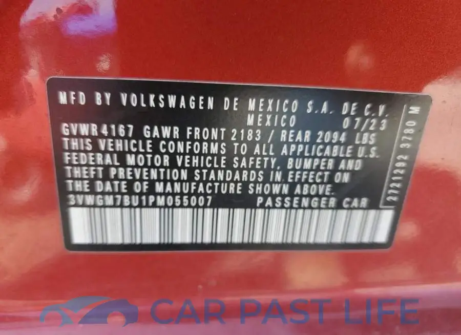 3VWGM7BU1PM055007# 12