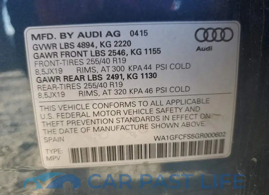 WA1GFCFS5GR000602# 13