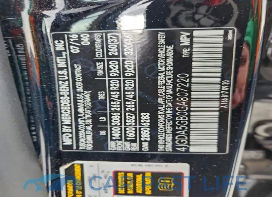 4JGDA5GB0GA807220# 12