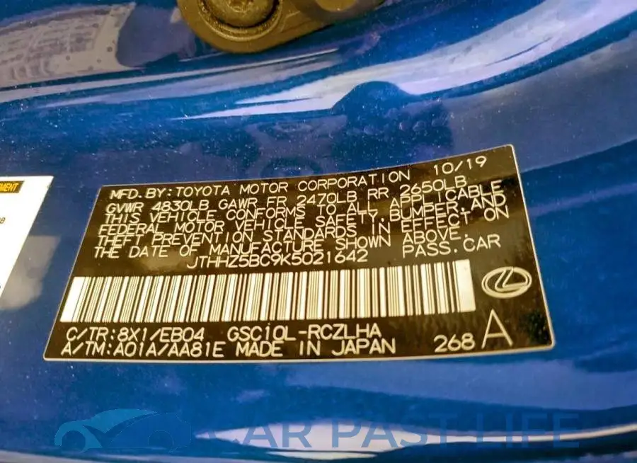 JTHHZ5BC9K5021642# 13