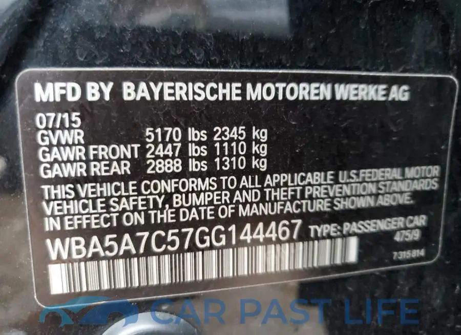 WBA5A7C57GG144467# 13