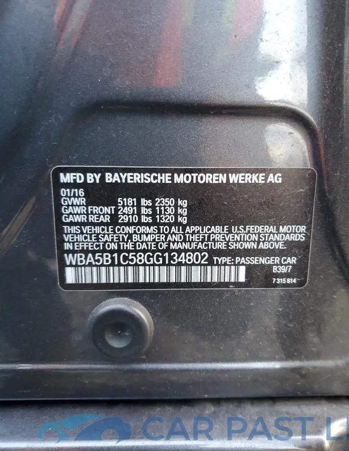 WBA5B1C58GG134802# 13