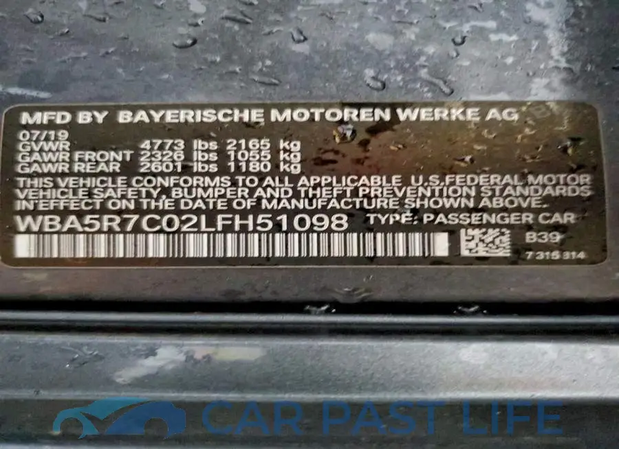 WBA5R7C02LFH51098# 12