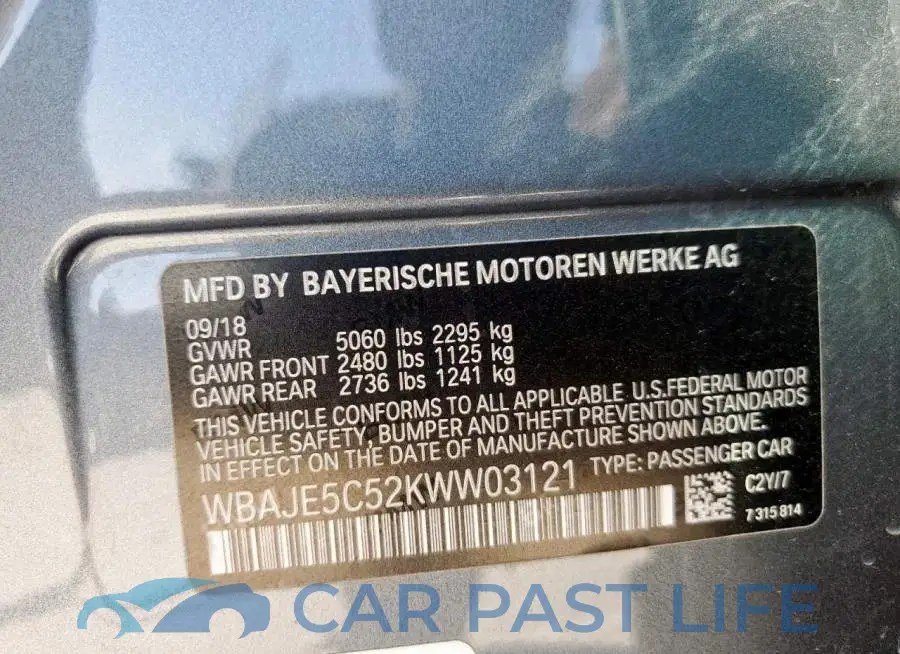 WBAJE5C52KWW03121# 13