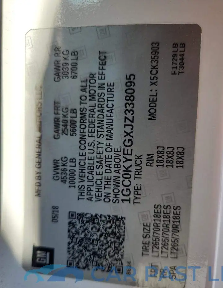 1GC0KYEGXJZ338095# 12