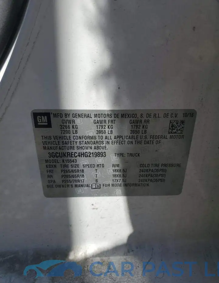 3GCUKREC4HG219893# 12