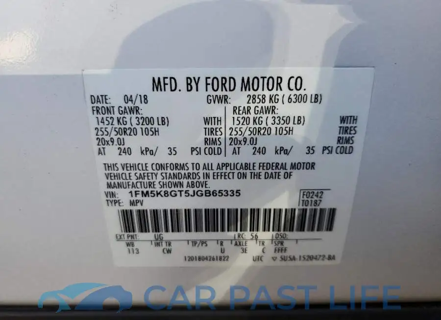 1FM5K8GT5JGB65335# 13