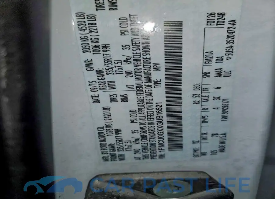 1FMCU0GXXGUB16521# 13