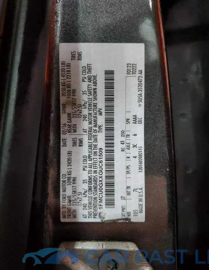 1FMCU0GXXGUC61509# 13