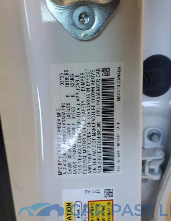 2HGFE2F2XSH586089# 12