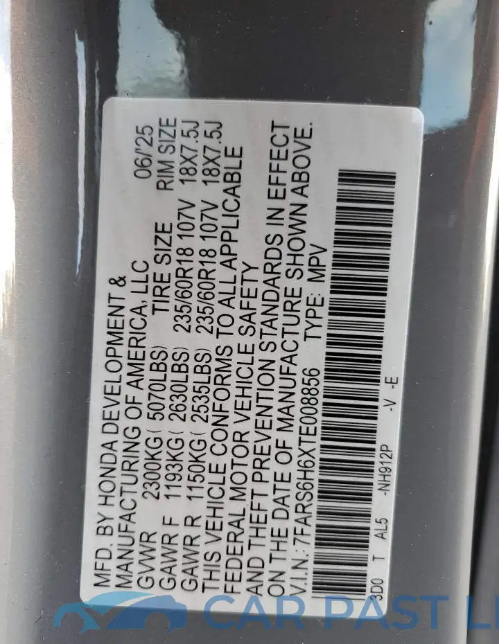 7FARS6H6XTE008856# 13