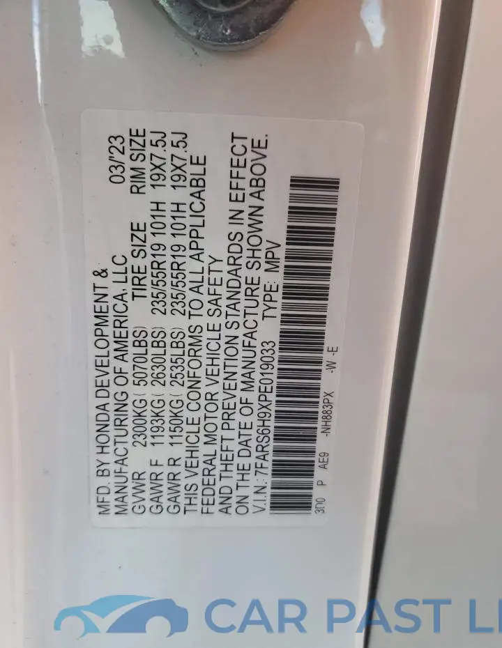 7FARS6H9XPE019033# 13