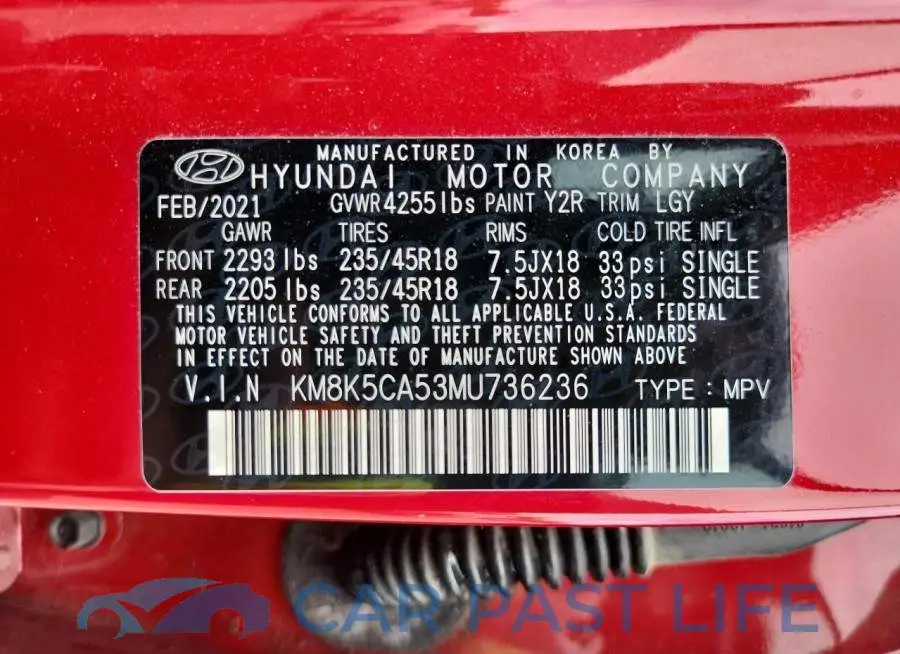 KM8K5CA53MU736236# 14