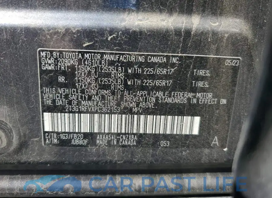 2T3G1RFVXPC362153# 13