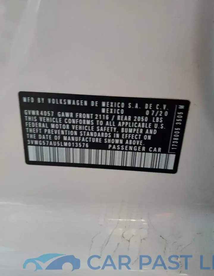 3VWG57AU5LM013576# 12