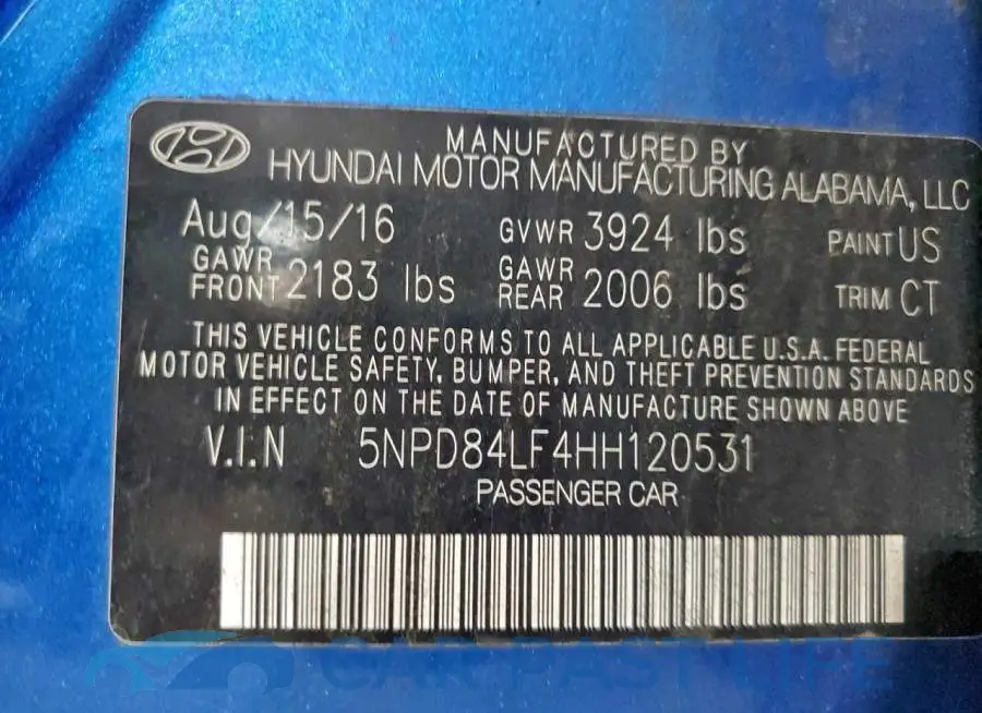 5NPD84LF4HH120531# 12