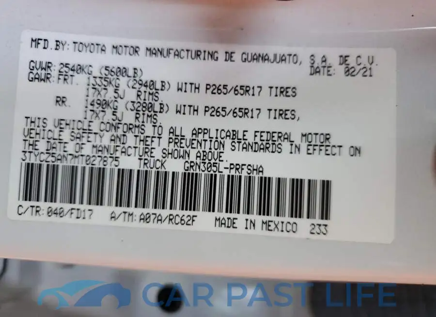 3TYCZ5AN7MT027875# 12