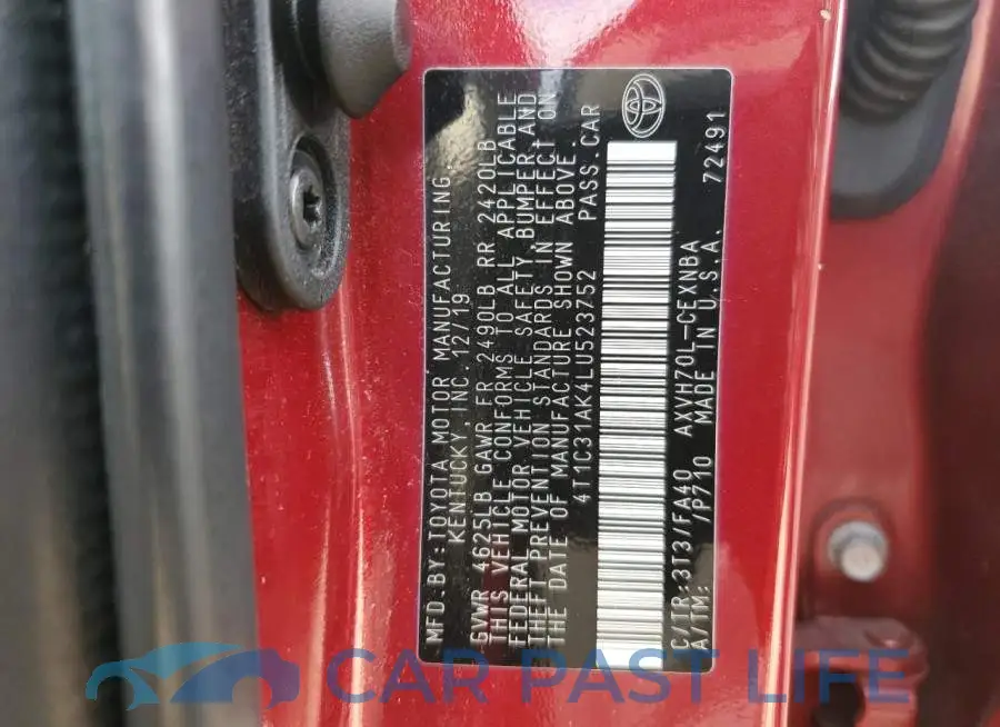 4T1C31AK4LU523752# 12
