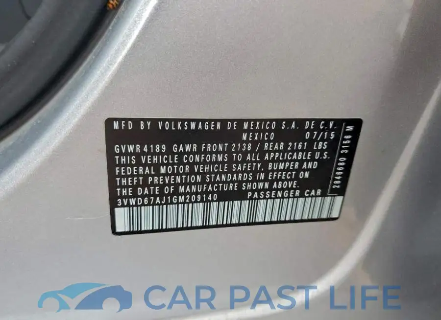 3VWD67AJ1GM209140# 12