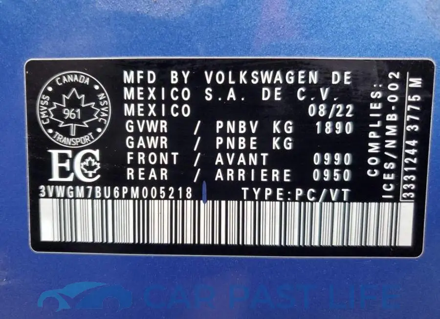 3VWGM7BU6PM005218# 13