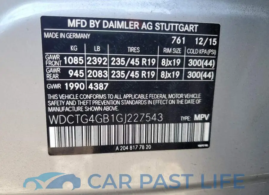 WDCTG4GB1GJ227543# 13