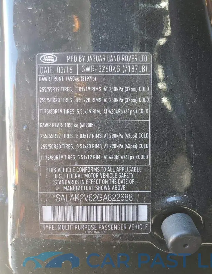 SALAK2V62GA822688# 14