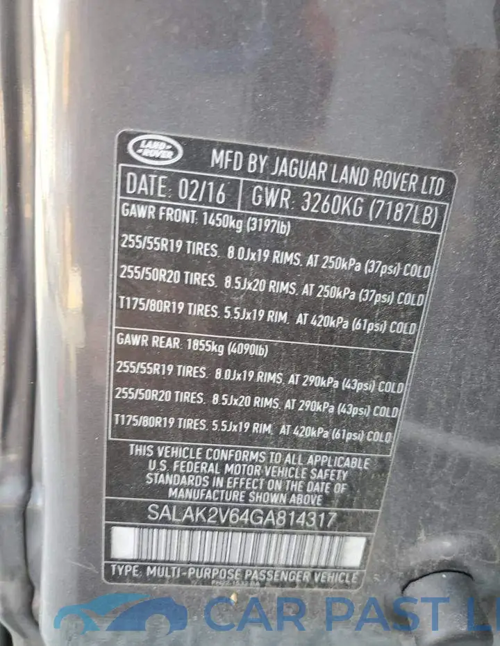 SALAK2V64GA814317# 13