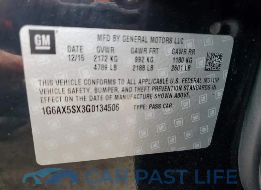 1G6AX5SX3G0134506# 12