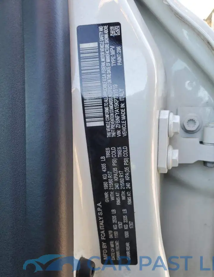 ZFBNFYA15KP791519# 13