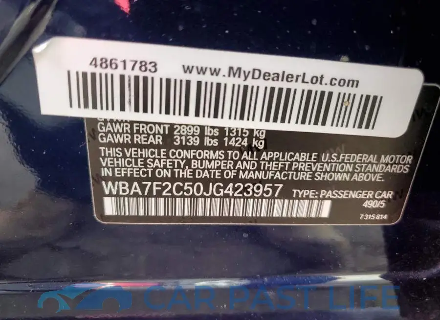 WBA7F2C50JG423957# 12