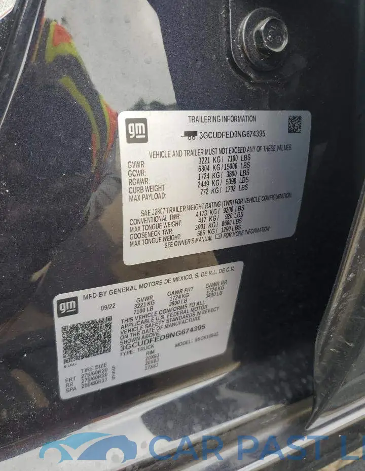 3GCUDFED9NG674395# 12