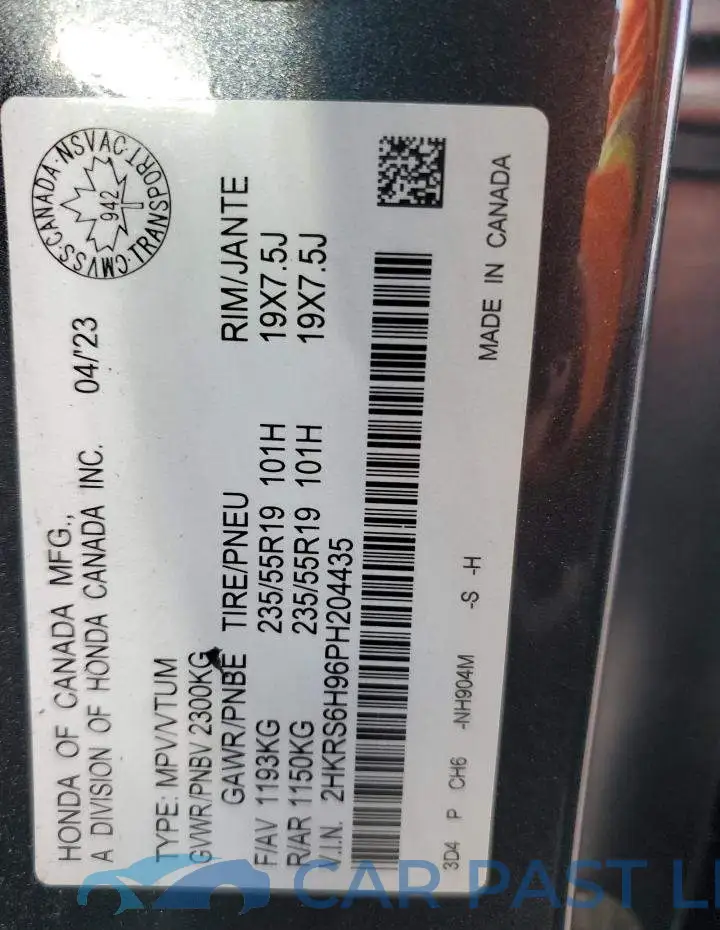 2HKRS6H96PH204435# 12