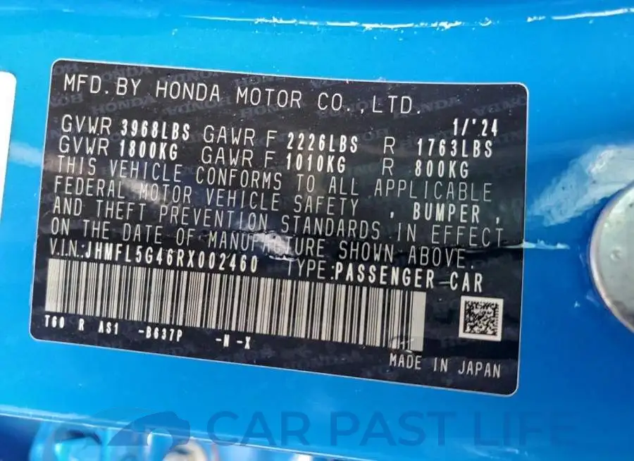 JHMFL5G46RX002460# 13